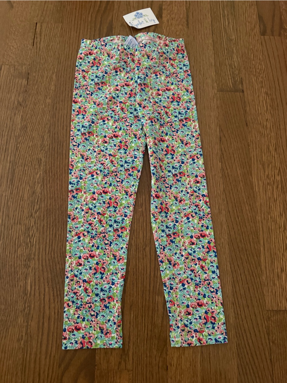 Eyelet and ivy Kids Floral Print Leggings - Pink & Green